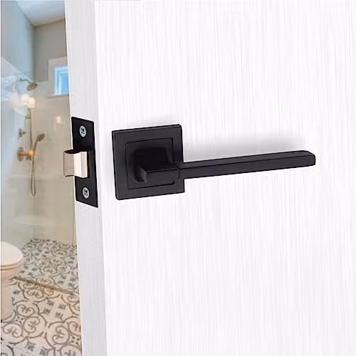Golden Grace Aztec Door Handle Set with Hinges, Latch and Rosette, Matt Black – 4