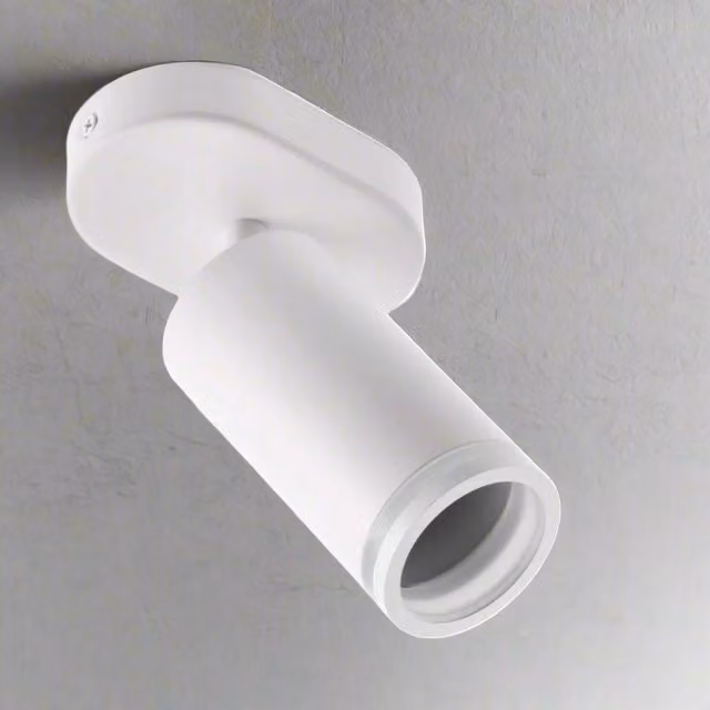 CGC Lighting Solis White Single GU10 Ceiling Spotlight with Halo Ring, Adjustable Aluminium Downlight