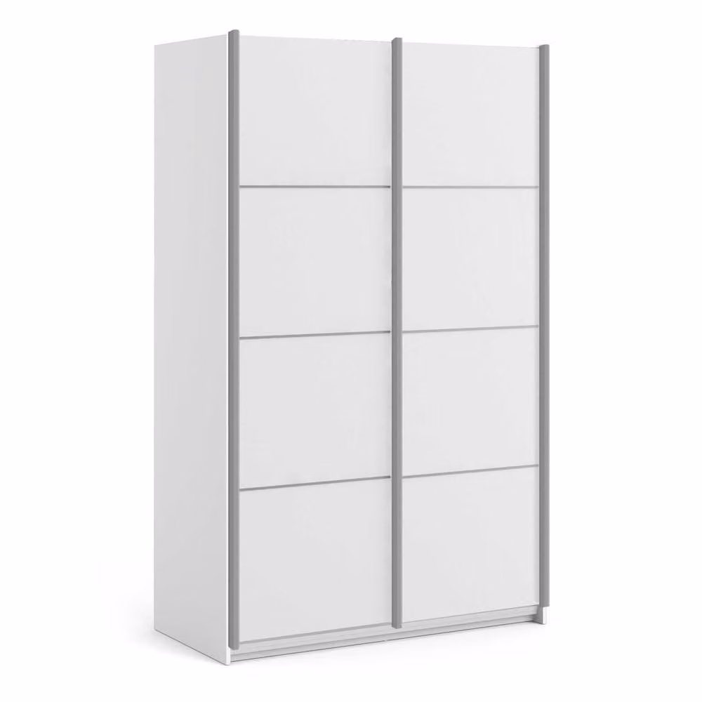 Wyld Haus Bordeaux White Sliding Door Wardrobe with Internal Shelves and Hanging Rod, W/D/H: 122.1 x 59.0 x 200.4 cm – 2