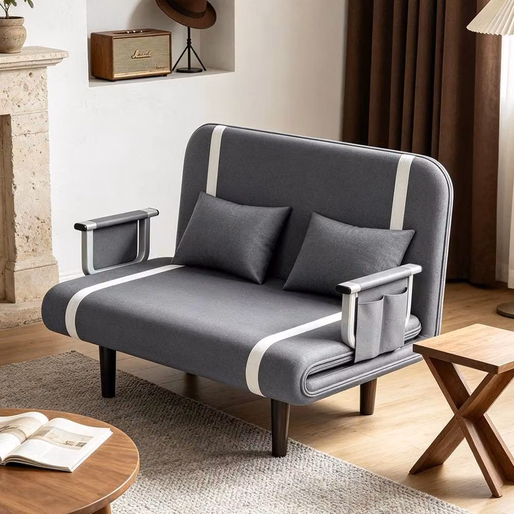 FORGEVIO Double Fabric Sofa Bed Sleeper in Grey – 6