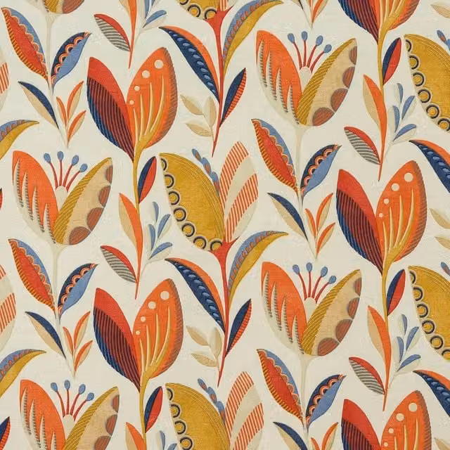 Terrys Leon Fabric in Burnt Orange and Multicolour
