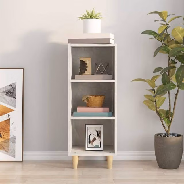 Berkfield Home Sideboard in Concrete Grey, W/D/H: 34.5 x 32.5 x 90 cm