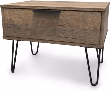 Welcome Hong Kong Industrial 1 Drawer Wide Bedside Table in Brown