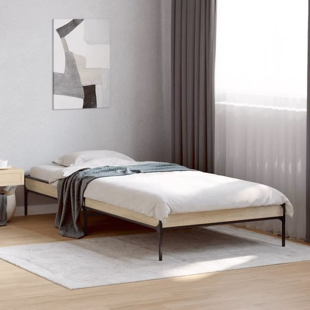Berkfield Home Sonoma Oak Bed Frame in Light Brown, W: 100 cm, L: 200 cm – 2