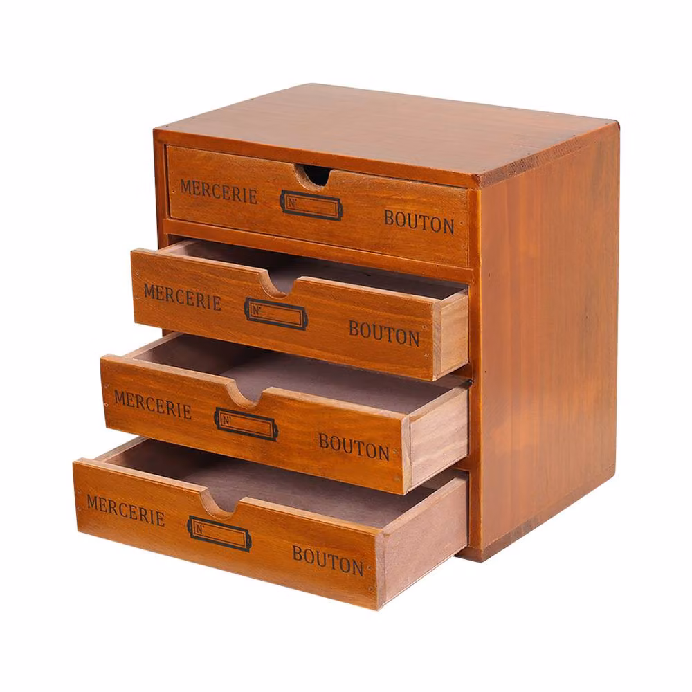 ExtraStar Vintage 4-Drawer Wooden Storage Organizer in Brown – 2