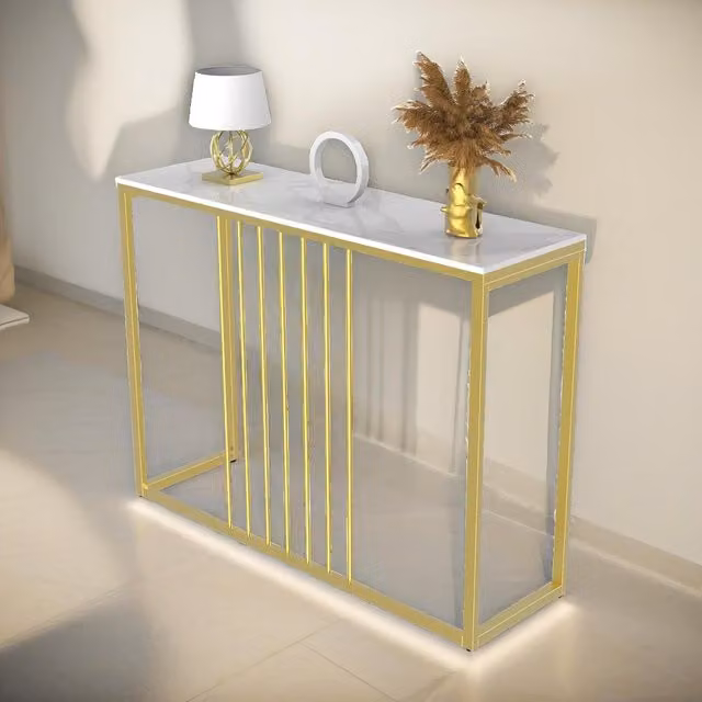 FURNOS White Marble Console Table for Hallway and Entryway