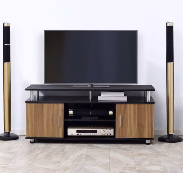 FORGEVIO Modern Multicolour TV Cabinet Stand and Media Entertainment Unit with MDF and Metal Construction, W/D/H: 132.6 x 40 x 40 cm – 1