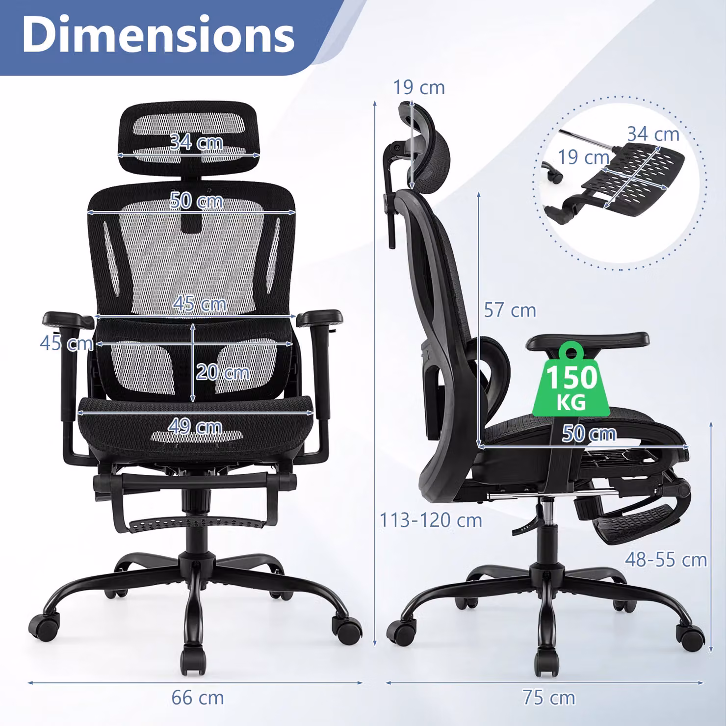 Gymax Ergonomic Swivel Office Chair with Headrest and Armrests in Black Fabric – 2