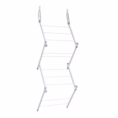 JVL White Over Door Concertina Drying Airer with Hooks – 1