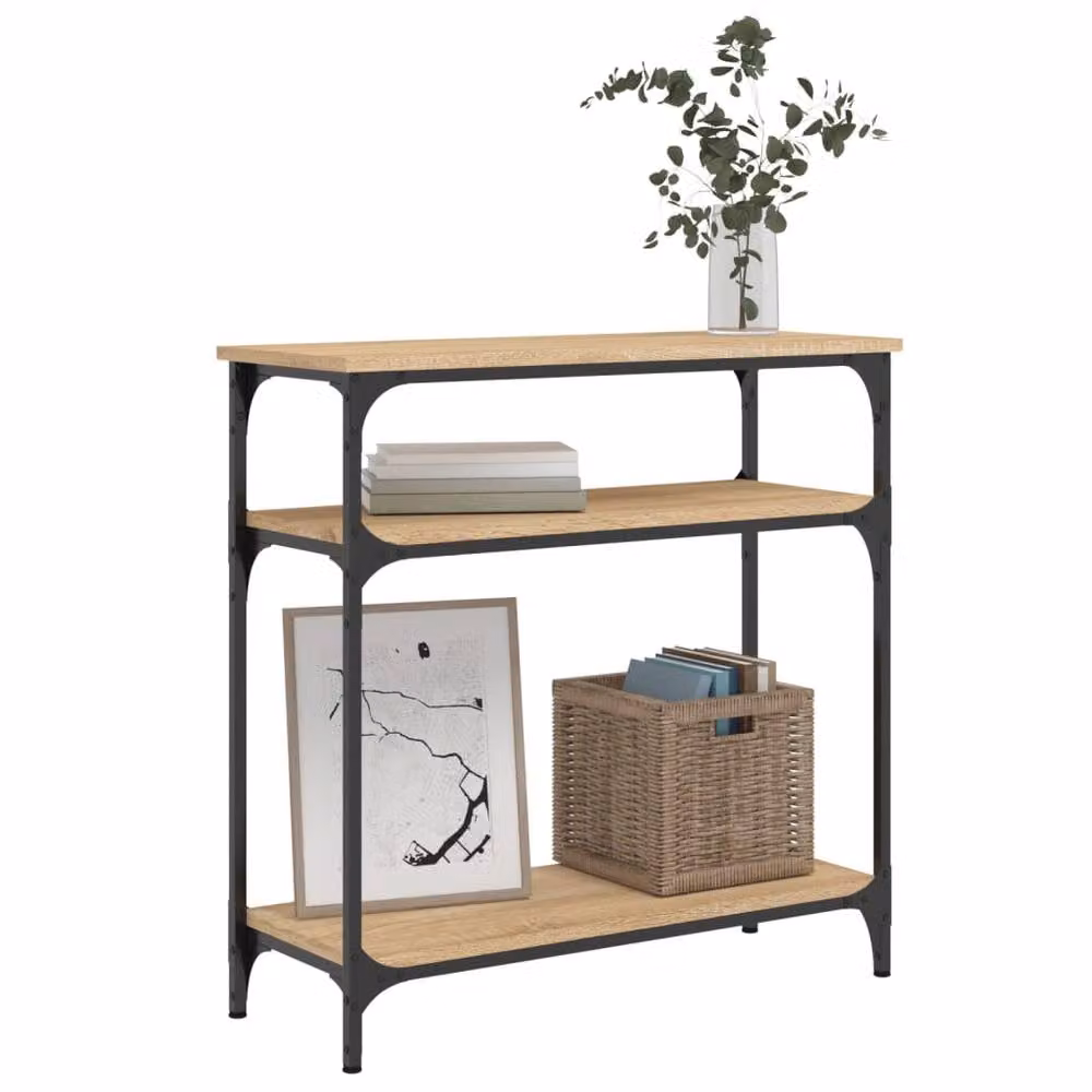 Berkfield Home Sonoma Oak Console Table in Brown, W/D/H: 75 x 29 x 75 cm – 3