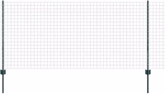 Berkfield Home Euro Fence with 11 U-Profile Posts, Green Powder-Coated Steel, W: 25 m, H: 1 m – 1