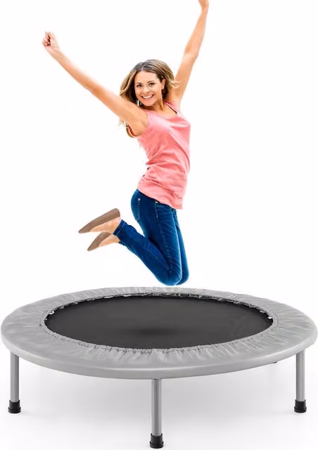 Costway Mini Folding Trampoline Fitness Rebounder in Silver and Grey
