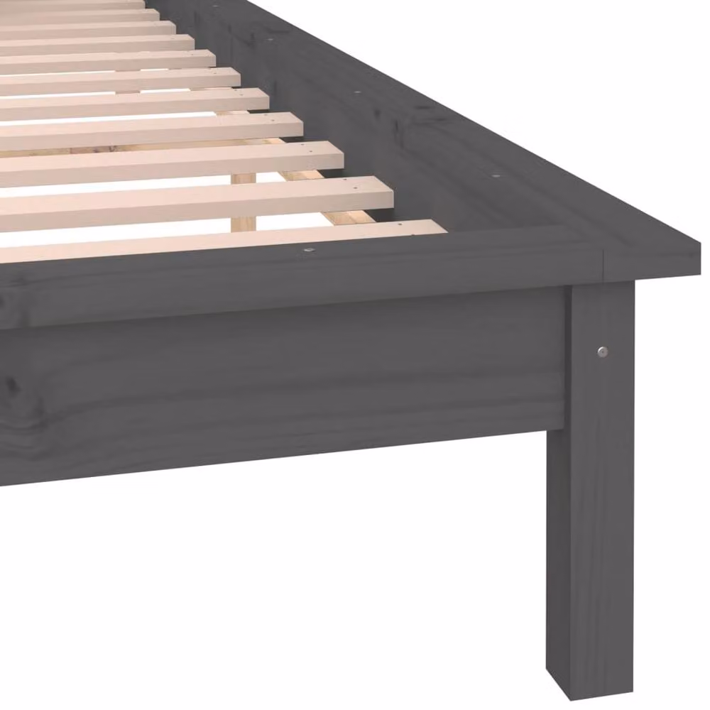Berkfield Home Modern Solid Pine LED Bed Frame in Grey, W/D/H: 140 x 190 x 26 cm – 4