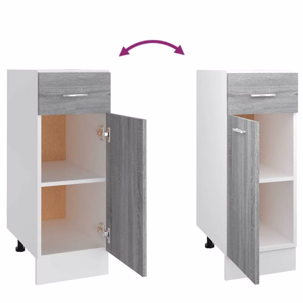 Berkfield Home Grey Sonoma Drawer Bottom Cabinet W: 30 cm, D: 46 cm, H: 81.5 cm – 3