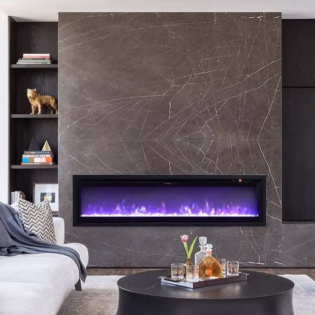 FORGEVIO 70 Inch Wall Mounted LED Fireplace with 9 Colour Options in Black