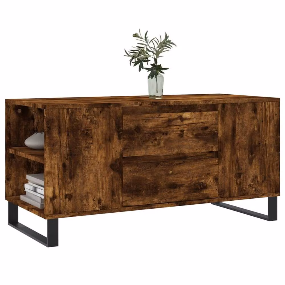 Berkfield Home Modern Rectangular Coffee Table in Smoked Oak Brown, W/D/H: 102 x 44.5 x 50 cm – 3
