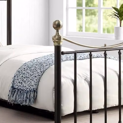 OAT Home Hampstead Victorian Metal Bed Frame, Black, W/D/H: 90 x 190 x 206 cm – 4