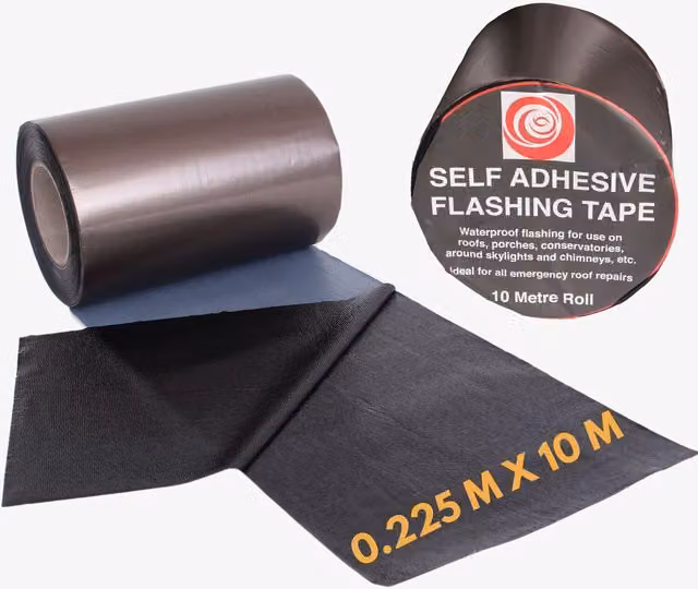 NOVECRAFTO Waterproof Self Adhesive Flashing Tape for Roof Leak Repair, Black, W: 22.5 cm, L: 10 m