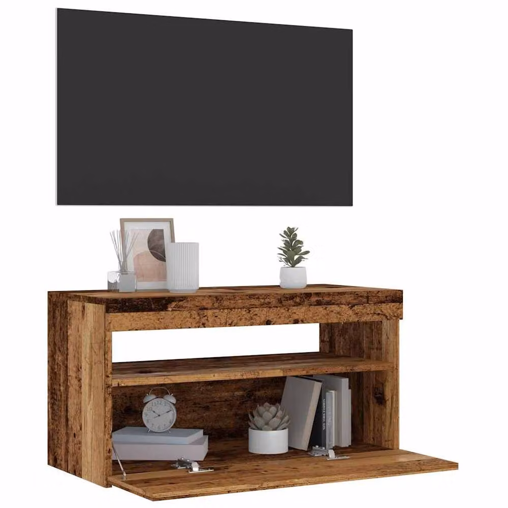 Berkfield Home Rustic Brown TV Cabinet with Integrated LED Lights, W/D/H: 75 x 35 x 40 cm – 5