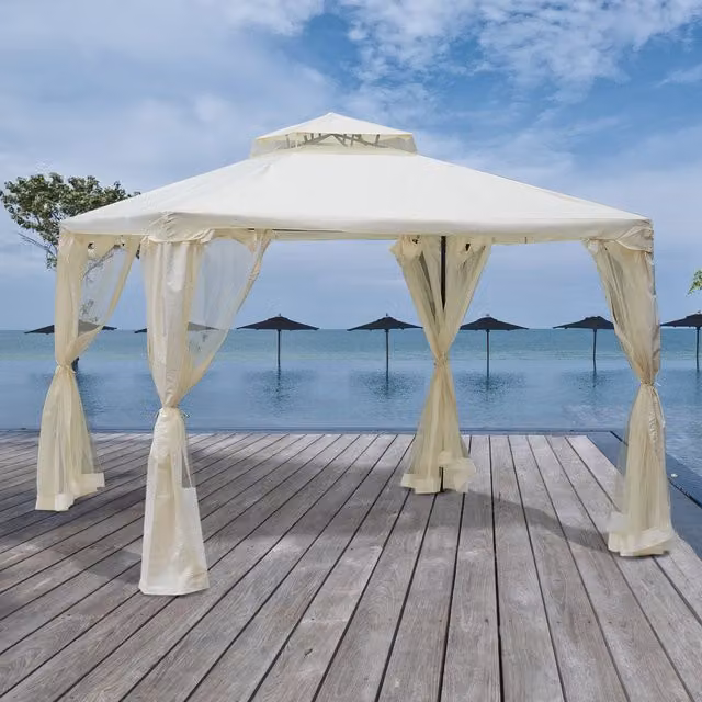Outsunny Hip Roof Outdoor Gazebo Shelter in White