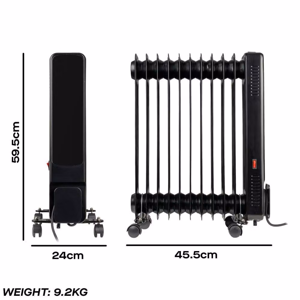 Daewoo 2.5kW Oil-Filled Radiator with Remote Control and LED Display, Black – 2