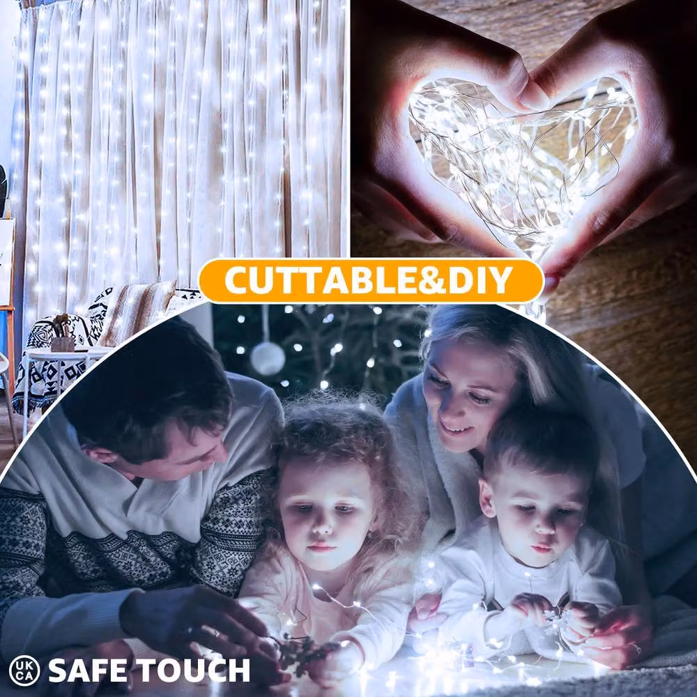 Ollny 300 LED USB Waterproof Curtain String Lights in Cool White – 4