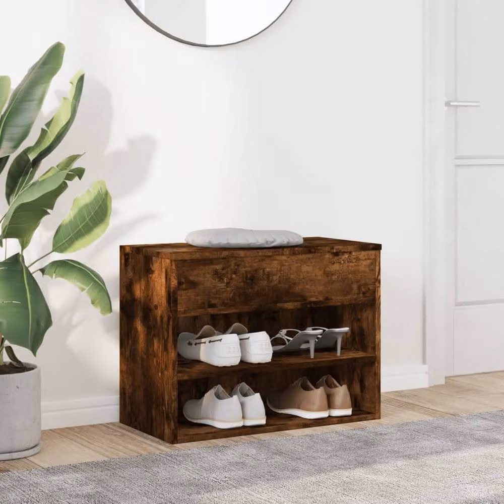 Berkfield Home Smoked Oak Shoe Bench in Brown, W/D/H: 60 x 30 x 45 cm – 3