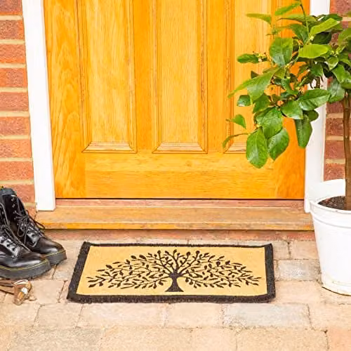 Nicola Spring Tree of Life Coir Door Mat, Brown and Multicolour, W: 60 cm, D: 40 cm – 2