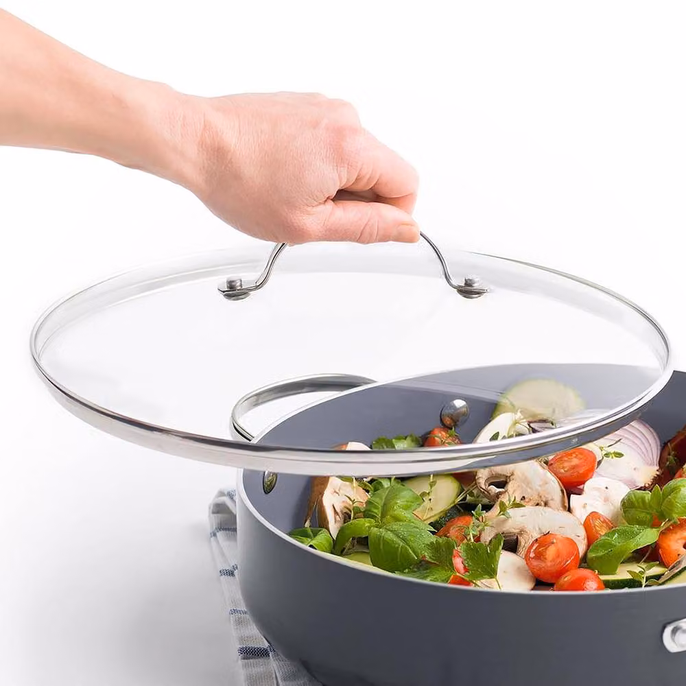 simpa Universal Glass Lid with Stainless Steel Handle, Diameter: 30 cm, Metallic Silver – 3