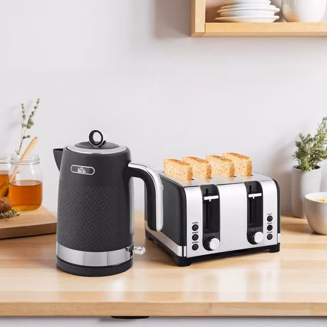 HOMCOM Kettle and Toaster Set in Black