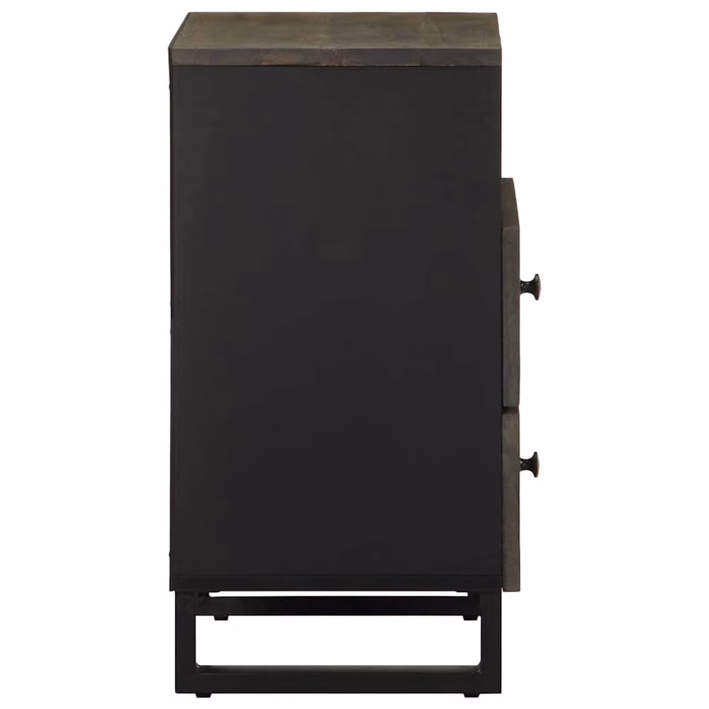 Berkfield Home Black Mango Wood Bedside Cabinet W/D/H: 50 x 33 x 62 cm – 3