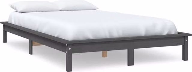 Berkfield Home Modern Grey Solid Pine Wood Bed Frame 200 x 200 cm