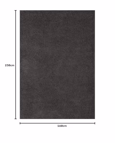 THE RUGS Grey Plain Shaggy High Pile Soft Rug, W/D/H: 160 x 230 x 3 cm – 2