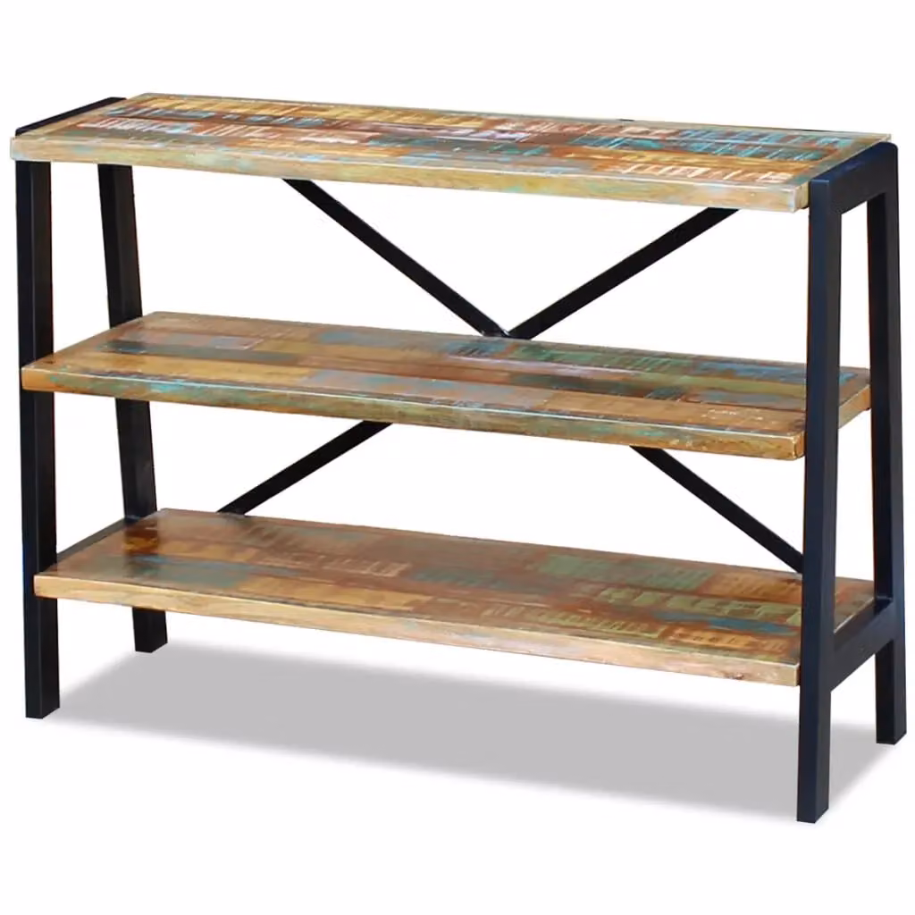 Berkfield Home Retro Sideboard with 3 Shelves in Multicolour Reclaimed Wood and Metal – 2