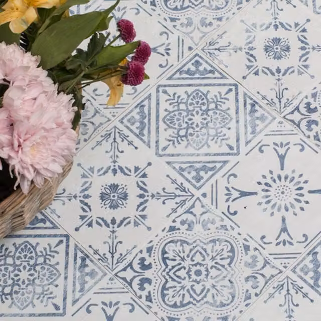 d-c-fix Vintage Blue Self-Adhesive Vinyl Floor Tiles, 1sqm