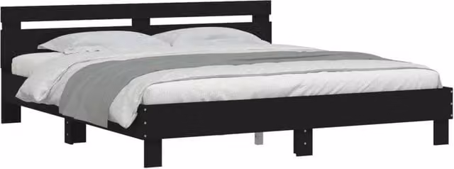 Berkfield Home Durable Bed Frame with Under-Bed LED Lighting in Black, W/D/H: 200 x 200 x 70 cm