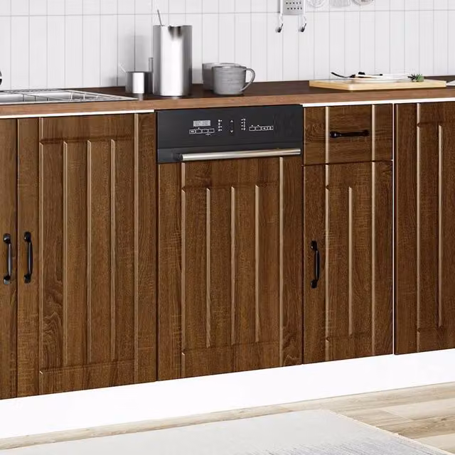 Berkfield Home Lucca Brown Oak Decorative Dishwasher Panel in Engineered Wood