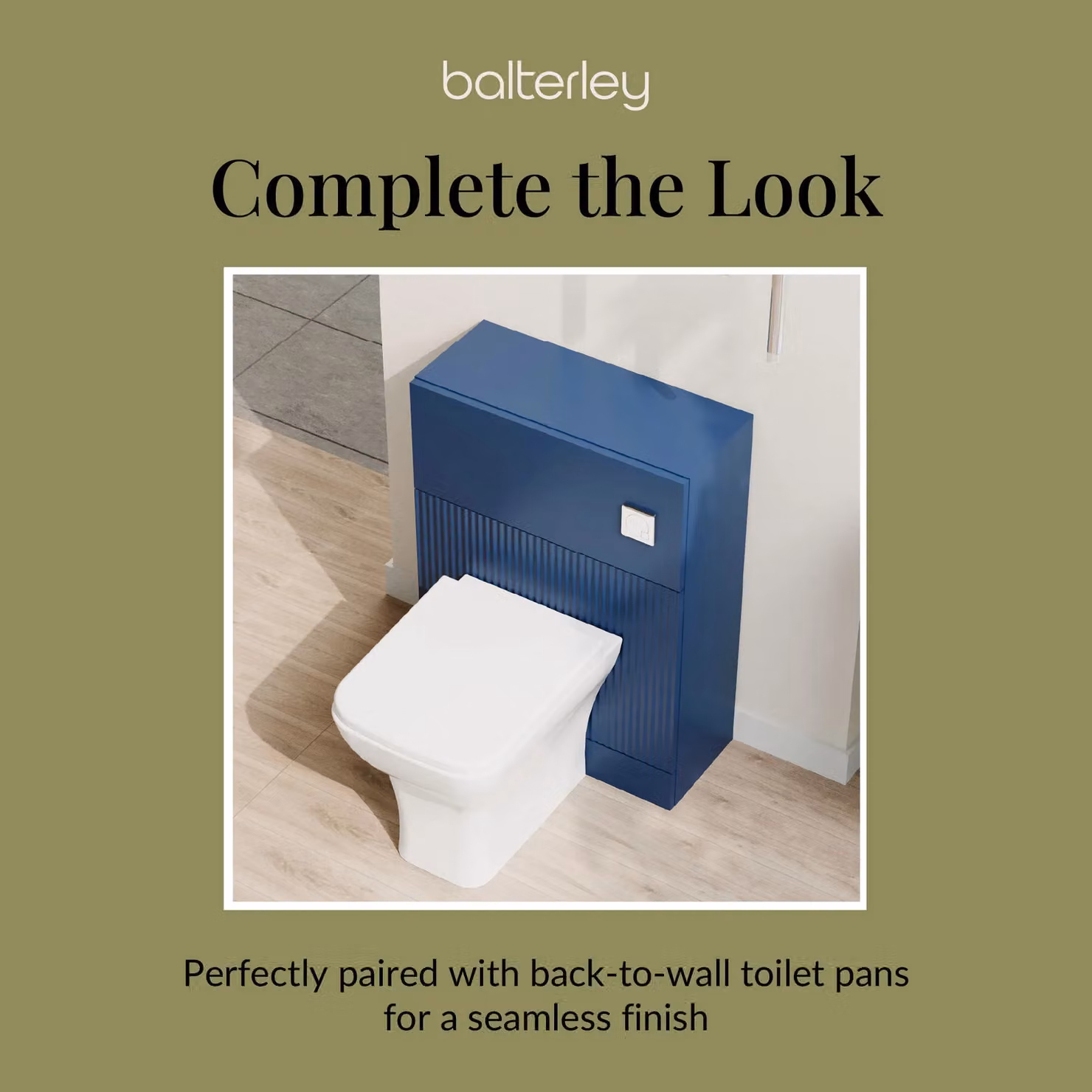 Balterley Fluted Matt Blue Floor Standing WC Unit W: 50 cm, H: 81 cm – 5