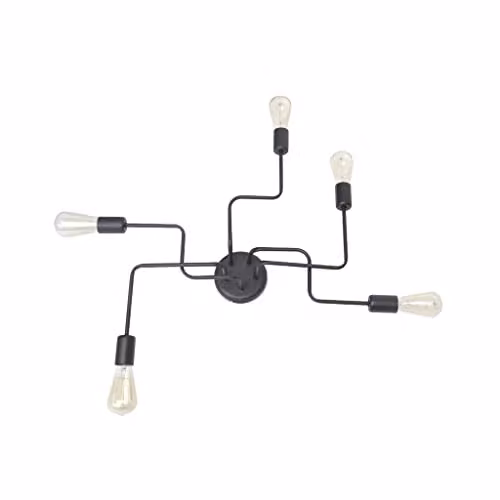 Netlighting Helam Tube Multi Arm Semi Flush Ceiling Light in Black