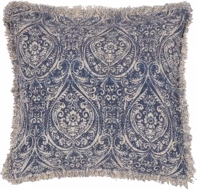Terrys Blue Floral Cotton Square Cushion W/D/H: 50 x 50 x 50 cm