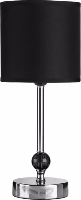 Orsina Table Lamp with Chrome Stem and Black Acrylic Spheres and Fabric Shade