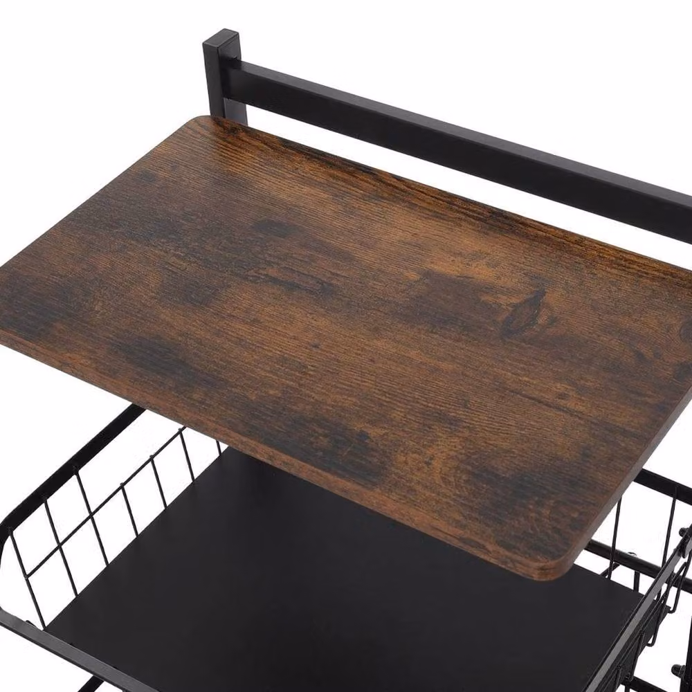 KORVIXA 5 Tier Black Metal Kitchen Storage Vegetable Trolley Cart with Adjustable Shelves – 4
