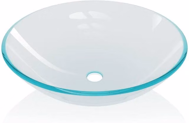 Berkfield Home Round Transparent Tempered Glass Countertop Basin, Diameter: 42 cm