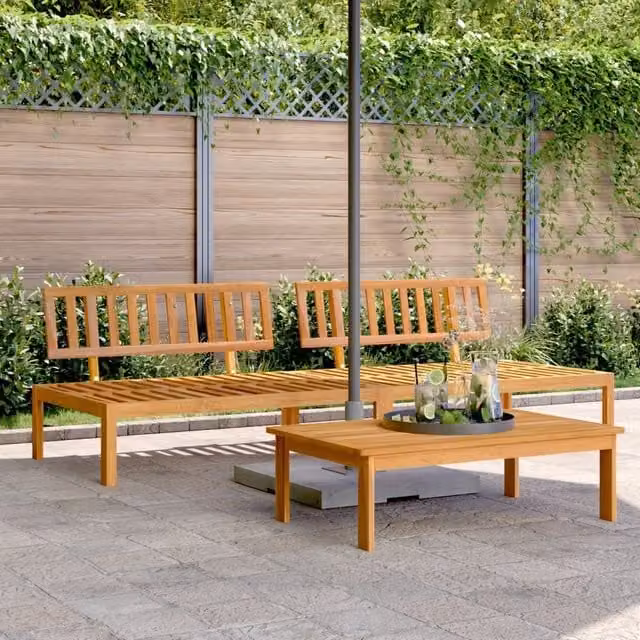 Berkfield Home Garden Set of 2 Middle Pallet Sofas in Brown Oiled Solid Acacia Wood – 1