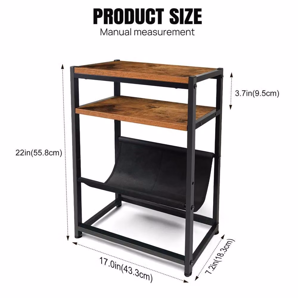 EONLION Type A 3 Tier Slim Coffee Side Table in Brown and Black – 2