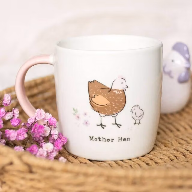 Uniqueful Mother Hen Ceramic Mug in White, 250ml