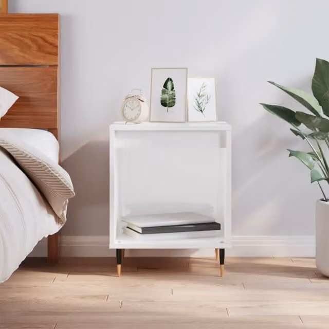 Berkfield Home High Gloss White Bedside Cabinet W: 40 cm, D: 35 cm, H: 50 cm – 1