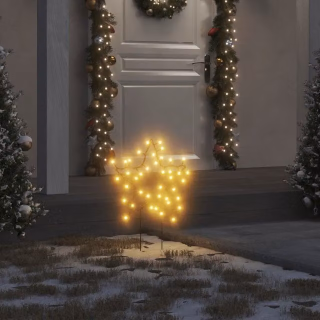 Berkfield Home Christmas Star Light Decorations with Spikes, 50 LEDs, Black, H 29 cm, 3 Pieces