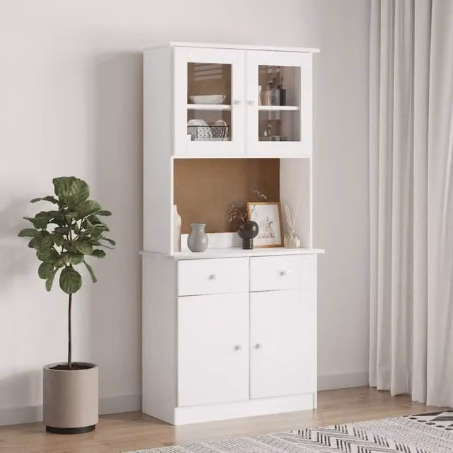 Berkfield Home Beautiful Alta Dresser Top in White Solid Wood Pine, W/D/H: 77 x 30 x 92 cm