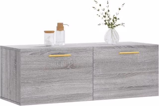 Berkfield Home Wall Mounted Cabinet in Grey Sonoma, W/D/H: 100 x 36.5 x 35 cm